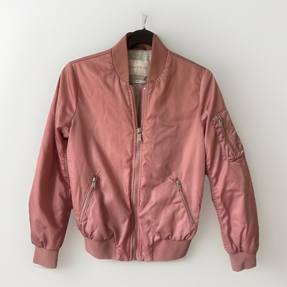 Aritzia Babaton Gilman Bomber Classic bomber jacket Pink Size S Retail $175